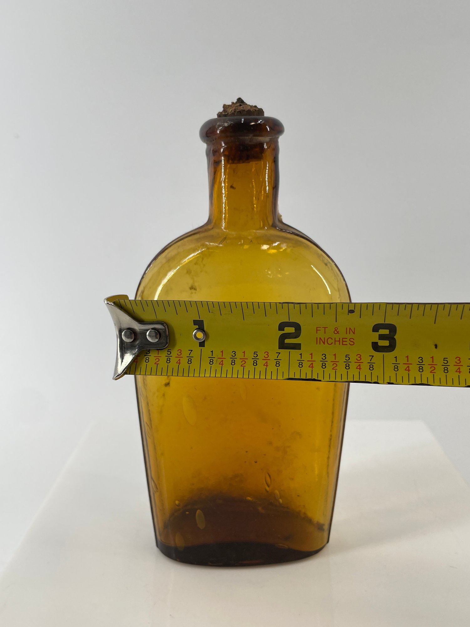 Antique Mid-19th Century Amber Glass Utility / Spirits Flask